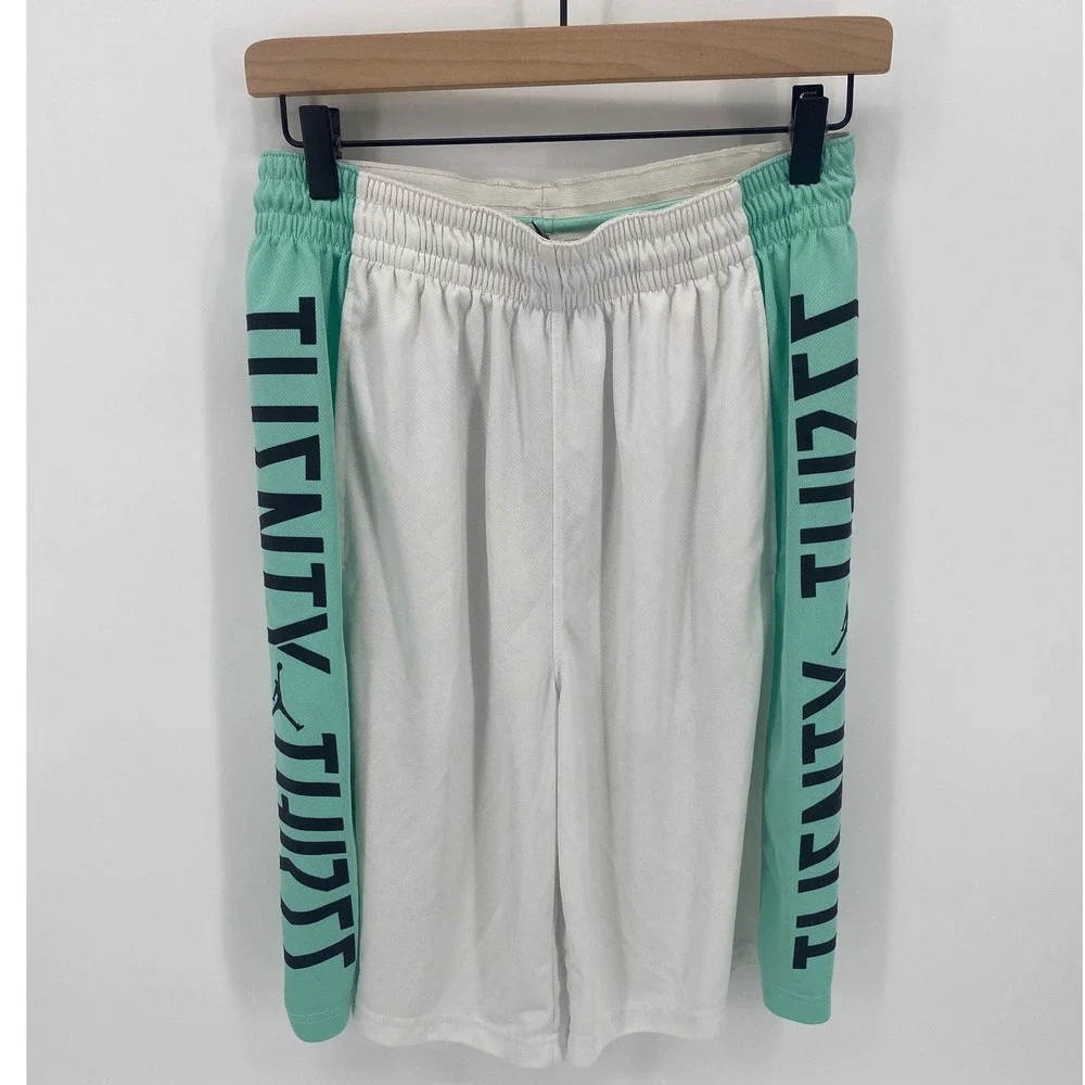 Jordan Basketball Shorts Large White Teal Excellent Dri-FIT Twenty Three Graphic